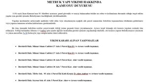 METRUK BİNALARDA YIKIM İLANI